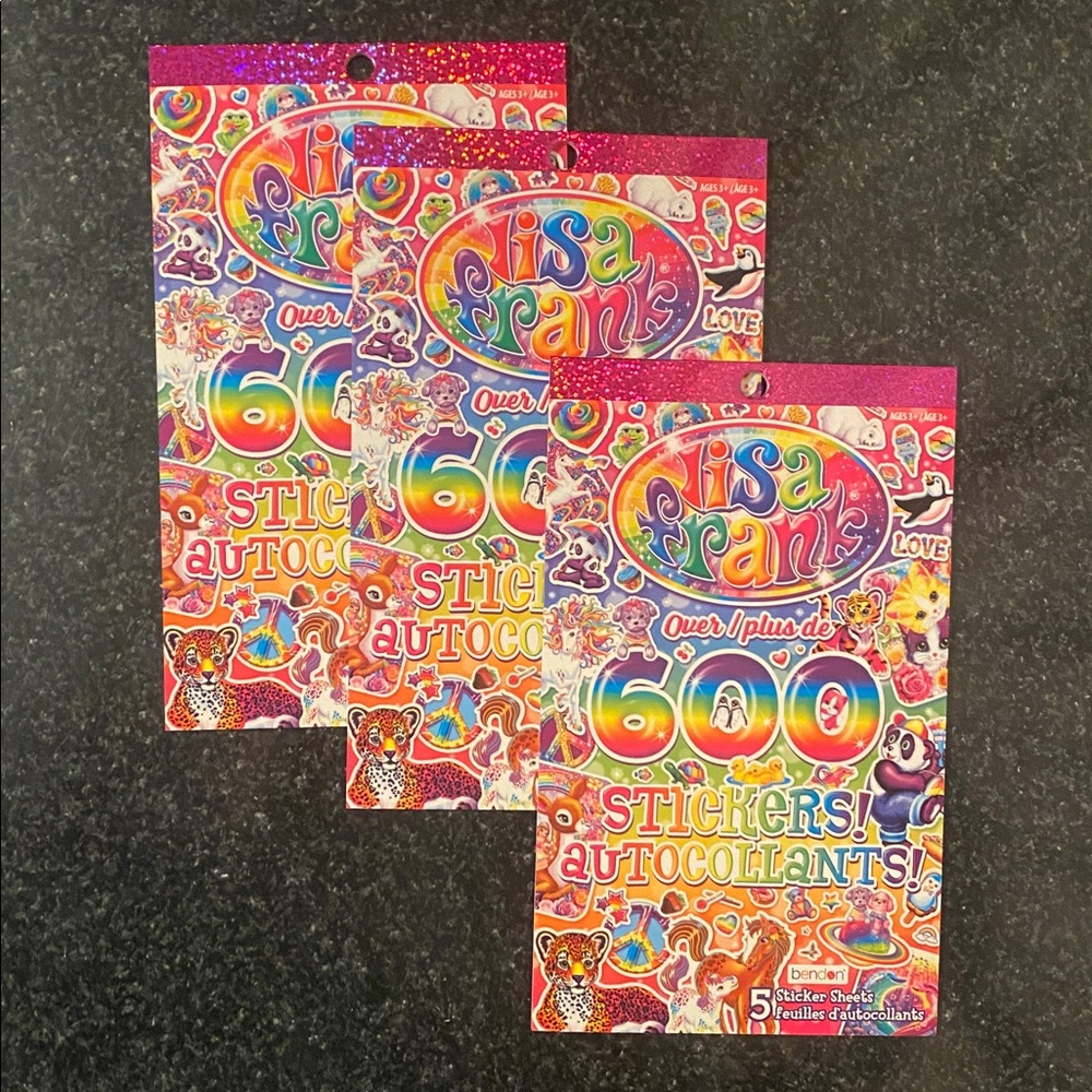 Three Lisa Frank Rainbow Sticker Books